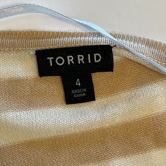 Torrid Tissue Weight Cardigan Drape Front Sweater Womens Size 4X Stripe Open - Picture 6 of 10